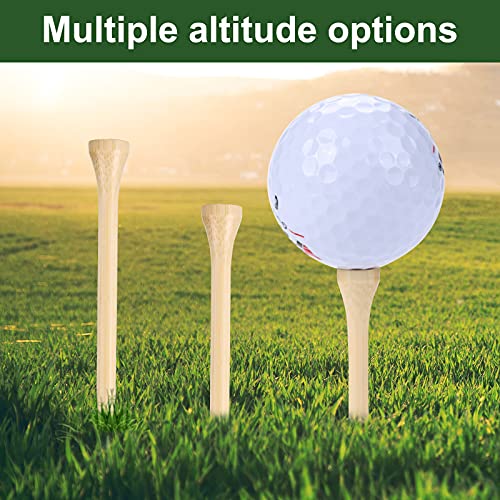 Bamboo Golf Tees - 100 Pcs, 3-1/4 Inch, Biodegradable, Durable