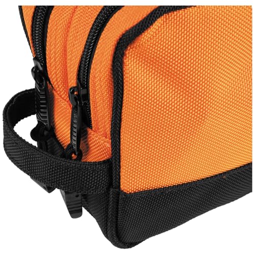 Klein Tools 55582 Tool Pouch Zipper Bag, Dual Compartments, 10-Inch x 6-Inch Heavy Duty Tool Bag Organizer, Multipurpose for Tools to Crafts