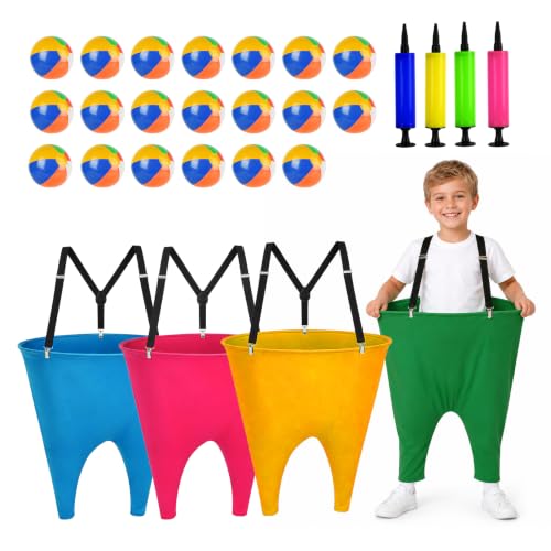 Child MultiColor Granny Pants Yard Game Set with Bouncy Balls & Adjustable Suspenders - Fun Outdoor Toss & Ring Toss for Kids & Adults