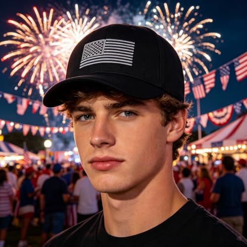 USA Flag Baseball Cap - Unisex Patriotic Hat - Black