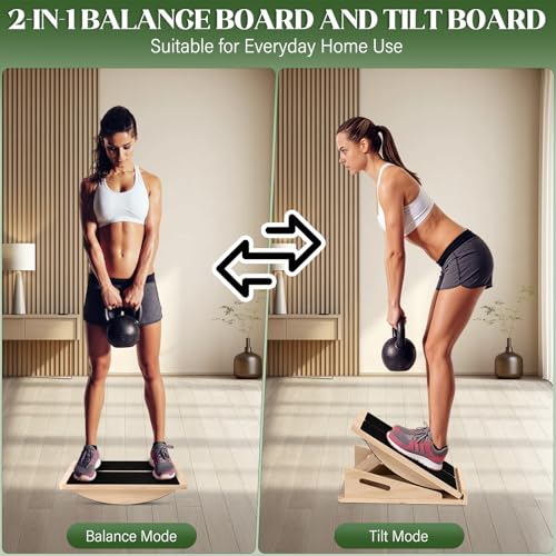 Cycayit 2-in-1 Slant Board Calf Stretcher & Balance Board, 500 lb