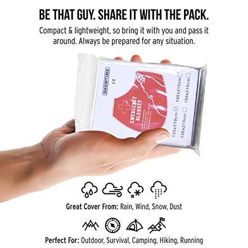 Emergency Mylar Thermal Blankets - Survival Pack of 6