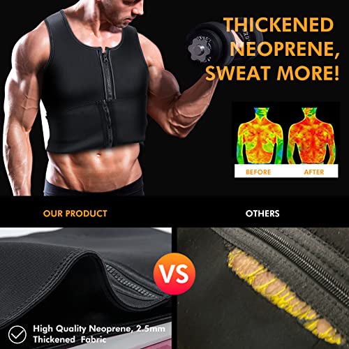 Sauna Vest Waist Trainer for Men - Black 1XL (Waist 36-38) - 2 Belts