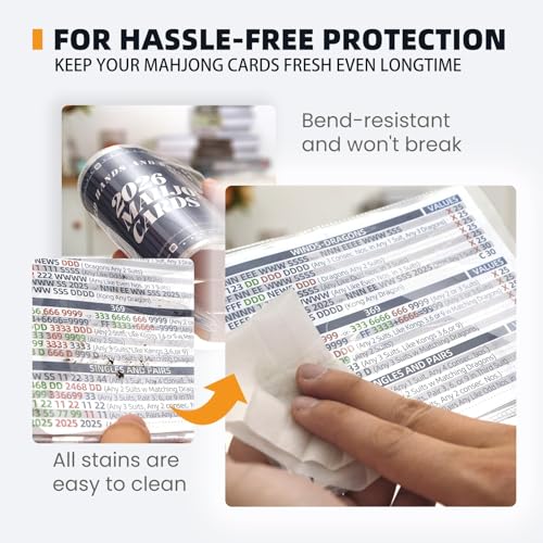Mahjong Card Sleeve Protectors - Large Print 6 1/8" x 4 3/4" - Transparent