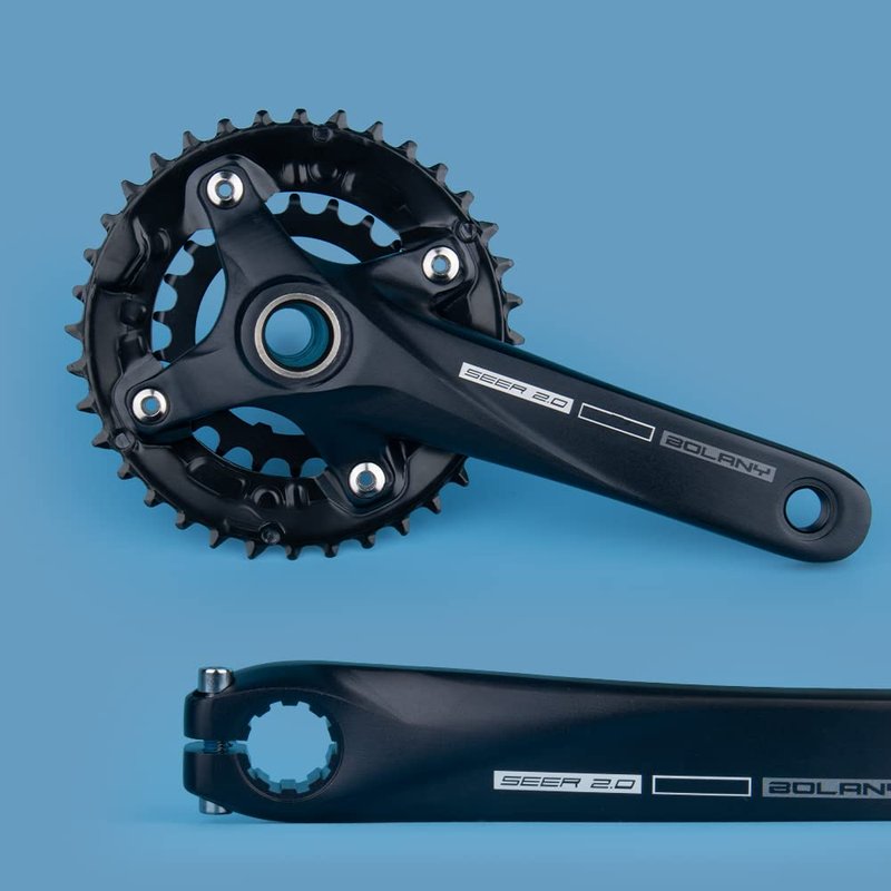 BOLANY Bike Cranksets 170mm Hollow Integrated 104BCD Double Speed Round Chainring 22/36T 24/38T MTB Crankset with Bottom Bracket (22/36T)