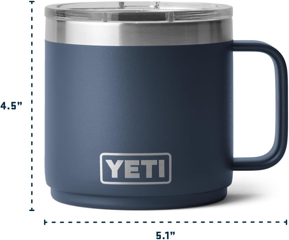 YETI Rambler 14 oz Ceramic Lined Stackable Mug - Vacuum Insulated Stainless Steel | Cherry Blossom