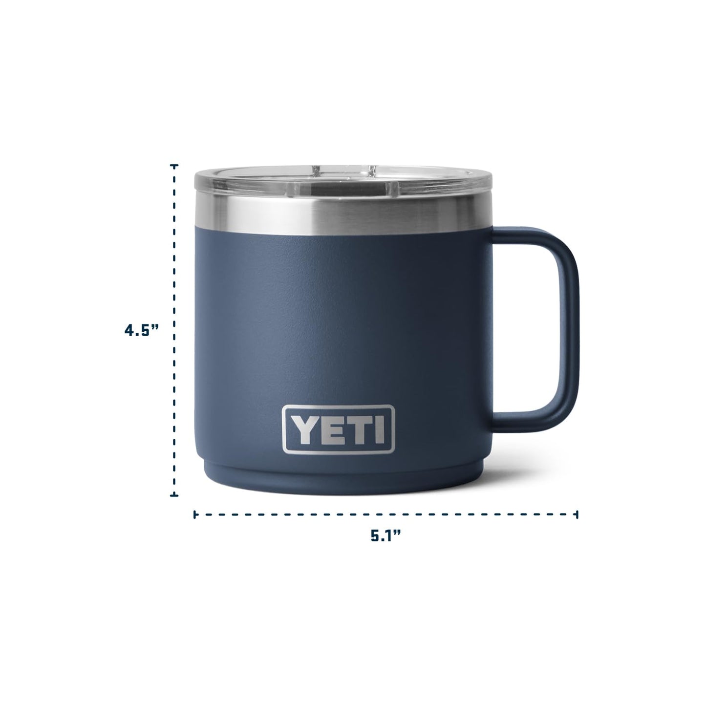 YETI Rambler 14 oz Ceramic Lined Stackable Mug, Vacuum Insulated, Stainless Steel with MagSlider Lid, Rescue Red