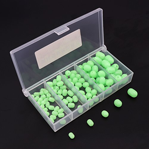 100pcs Luminous Soft Plastic Fishing Beads - Green Glow