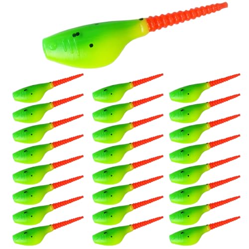 Crappie Lures Kit - Soft Plastic Fishing Lures, 24 Packs - Green-Yellow-Red