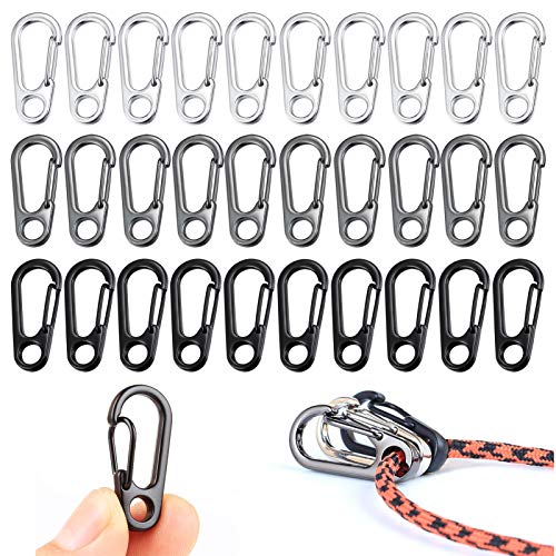 30PCS Mini Zinc Alloy Carabiner Clips - Durable Keychain Hooks