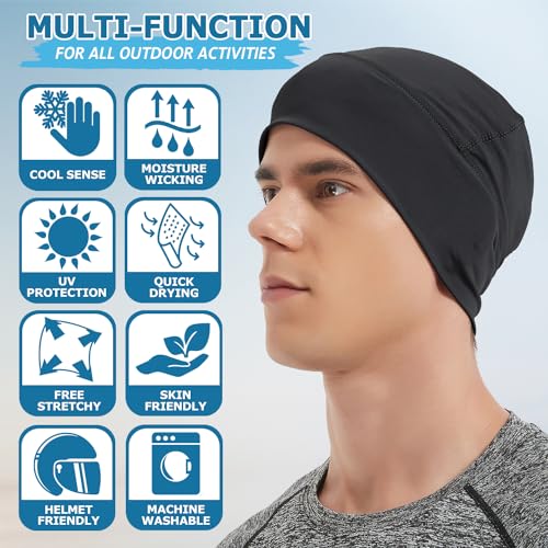 Cooling Skull Cap for Men & Women - One Size, 2 Black