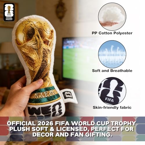 FIFA World Cup 2026 Trophy Throw Pillow - 36.8 cm Soccer Plush Cushion