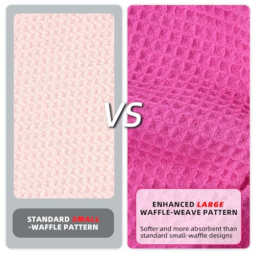 Premium Waffle-Weave Golf Towel - 16" x 24" - Vivid Magenta