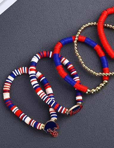 Game Day Football Charm Bracelets for Women - Red, Black, Blue