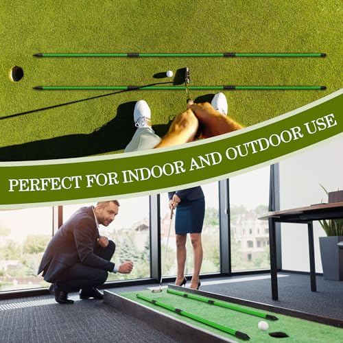 Golf Alignment Sticks 48" - 2 Pack Green, Collapsible Training Aid