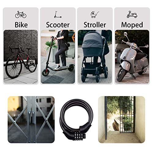 4-Digit Resettable Bike Lock Cable - 3 Feet Long Anti-Theft