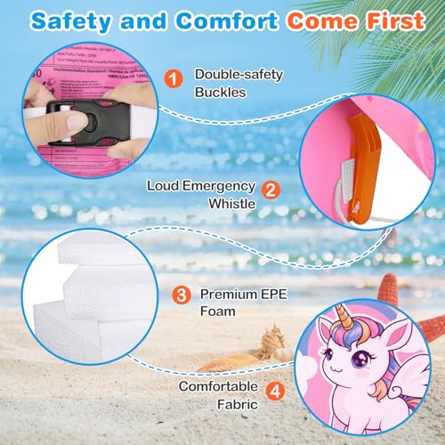 MoKo Pink Unicorn Baby Swim Arm Bands 20-50 Lbs Kids Floaties Vest