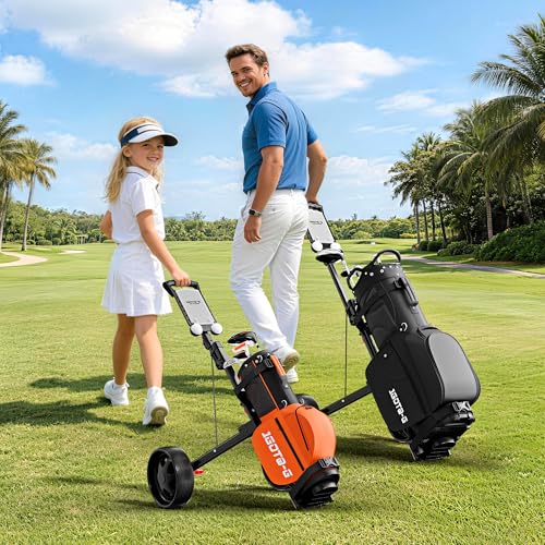 Adjustable 2-Wheel Golf Pull Cart for All Ages - Ergonomic Handle