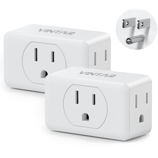 Multi Plug Wall Outlet Extender 2 Pack, VINTAR Electrical Multiple Outlet Splitter, 3 Way Plug Adapter, Small Wall Expander for Home Office Dorm Cruise Ship Travel Essentials