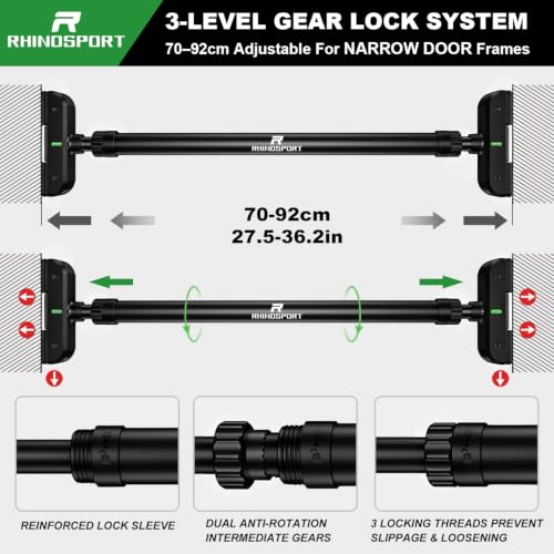 Door Pull Up Bar - 69-92 cm Non-Screw Design - Black