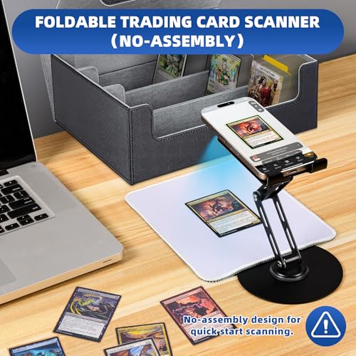 MTG & TCG Card Scanner Stand with Magnetic LED Light – Foldable Phone Holder for Quick Scanning