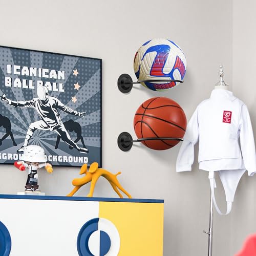 Wall-Mounted Sports Ball Holder for Basketball, Soccer, Volleyball & More
