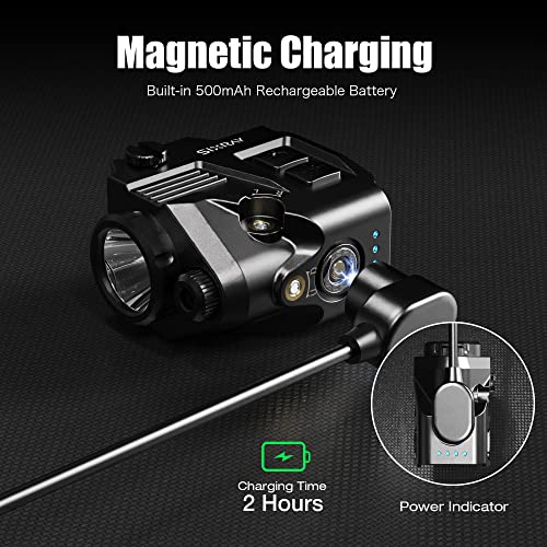 Pistol Light Laser Sight Gun Light 420 Lumens LED Picatinny Weaver Rail with Magnetic Charging Quick Release Strobe Function Laser Light Combo for Airsoft Handguns Pistol Rifle
