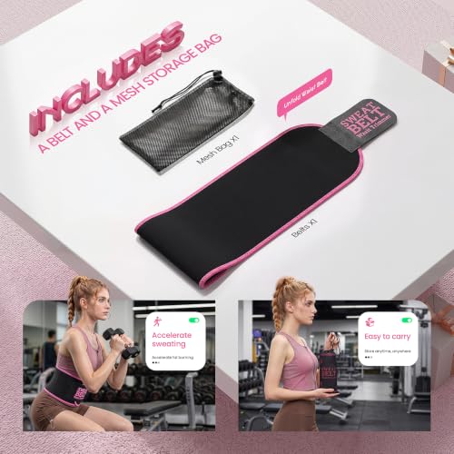 YUNSISI Medium Black Pink Waist Trainer for Women, Sweat Belt & Body Shaper