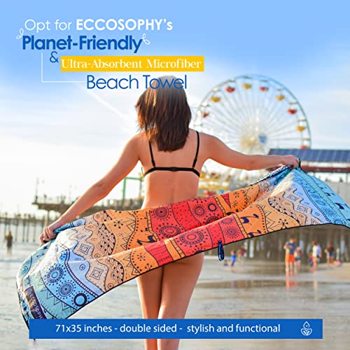 ECCOSOPHY Marrakesh Microfiber Oversized Beach Towel - Quick Dry, Sand Free 71x35