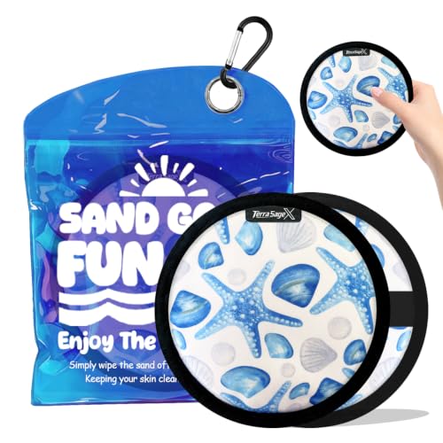 Terra Sage X Big Round Starfish Sand Remover for Beach Towels & Kids - Quick Clean Mitt