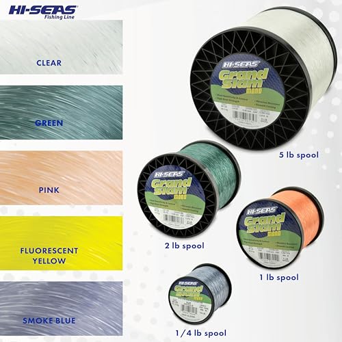 Hi-Seas Grand Slam Monofilament Fishing Line 80Lb 0.90mm 165yd Clear Pink Green Blue