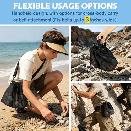 Foldable Rock Collecting Bag with 3 Carry Styles for Field Foraging