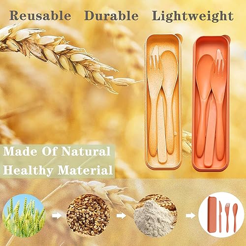 Eco-Friendly Reusable Travel Utensils Set - Yellow & Orange