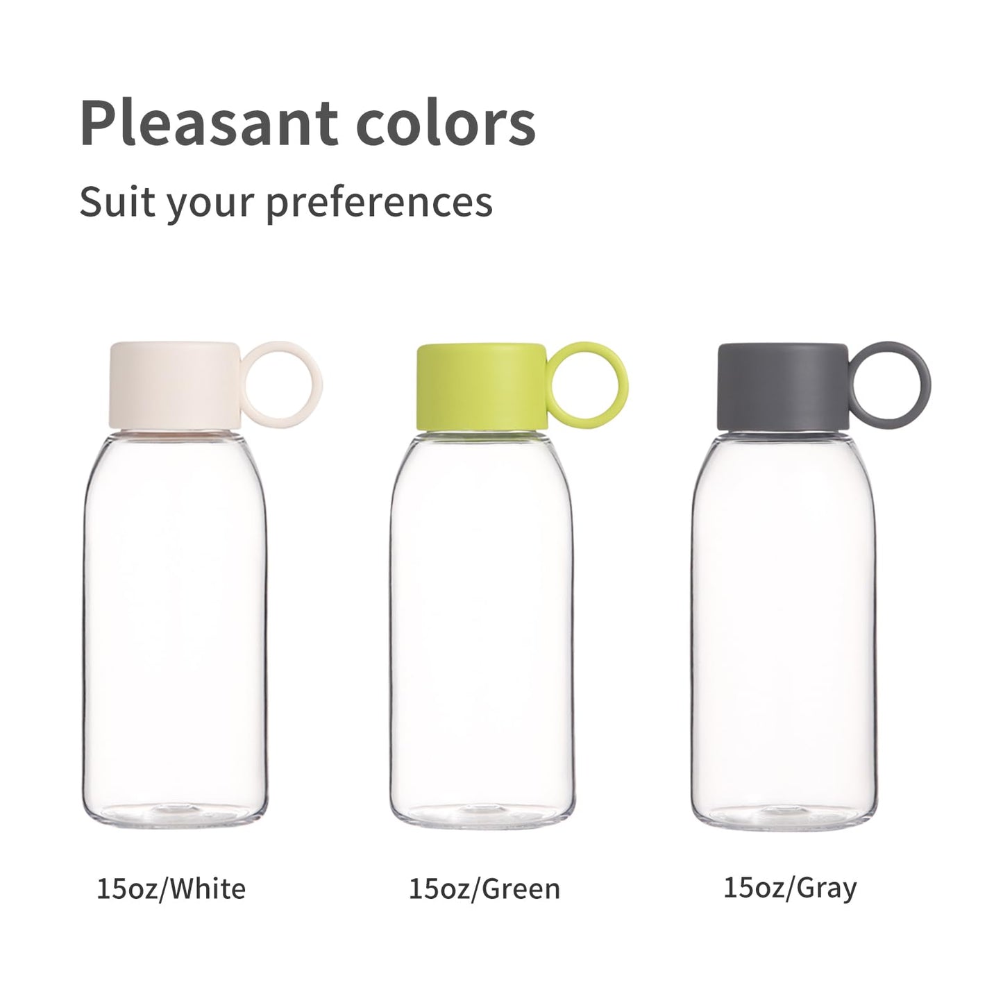 emoi 15oz Kids Water Bottle, Clear Reusable Leak Proof BPA-Free Water Bottles for Boys Girls Men Women Ideal Size for School Travel Hiking Gym Office Ideal for Daily Hydration/Green