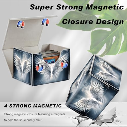 DEGDFSGR Sacred Angel Wing Card Storage Box 200+ Capacity MTG Deck Box with Magnetic Closure