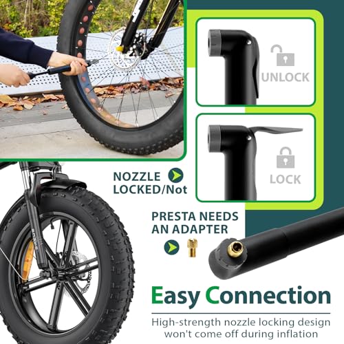 Portable Mini Bike Pump - 120 PSI Inflator for Schrader & Presta Valves