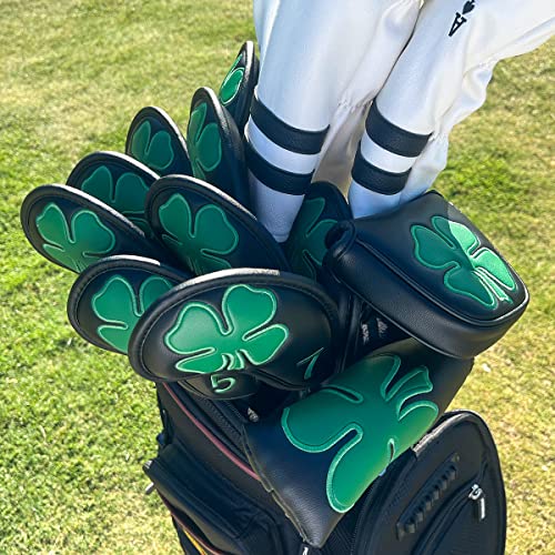 Barudan Golf 4-Leaf Clover Mallet Putter Headcover - Magnetic Closure, Fits Odyssey 2 Ball & More (Black)