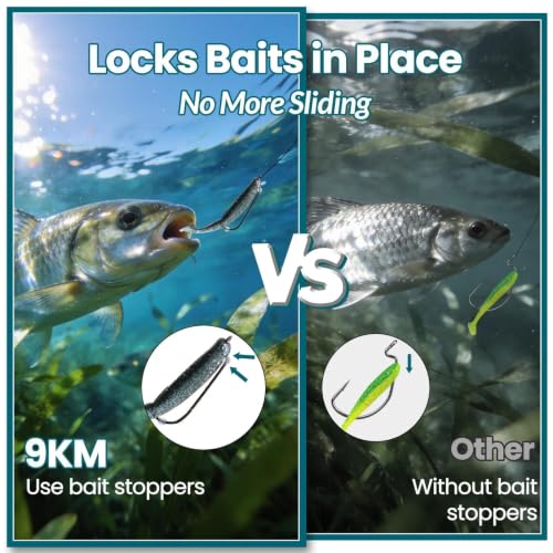 Fishing Bait Stoppers - 300PCS Silicone Pegs Black & White