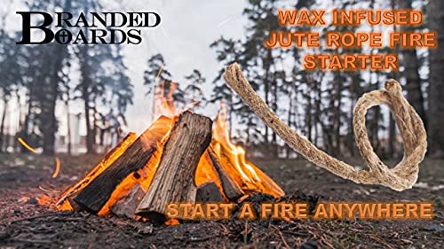 Waxed Jute Rope Fire Tinder 6-Pack - Waterproof, Portable, Ideal for Camping & Survival
