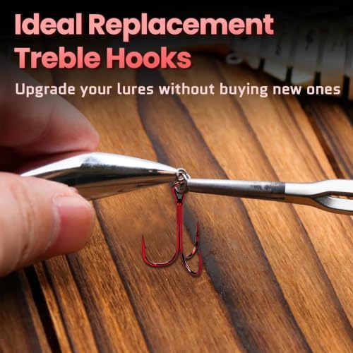 Treble Hooks - Red 25pcs Replacement Hooks for Hard Lures