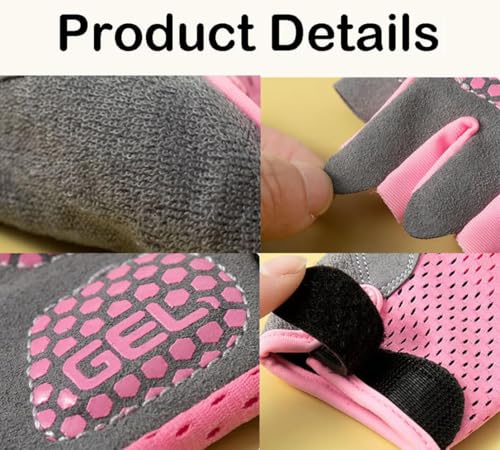 Kids Fingerless Cycling Gloves - Non-Slip, Pink for Ages 5-8