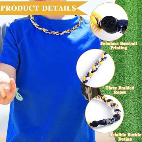 18-Inch Baseball Necklace for Boys - Navy, Yellow & White