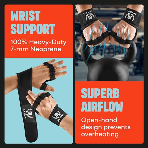 Open Gym Gloves with Wrist Support - Black Medium
