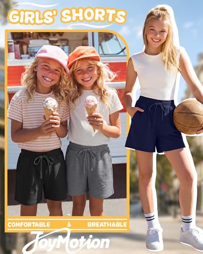 3 Pack Girls Athletic Shorts - Navy Blue, Dark Gray, Black