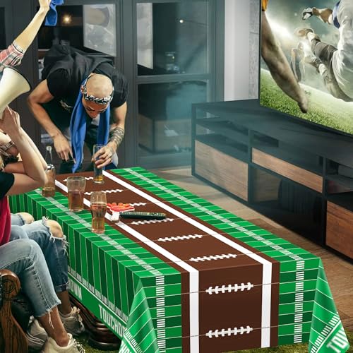 Football Party Decorations Tablecloth - 2 Pack, White & Green