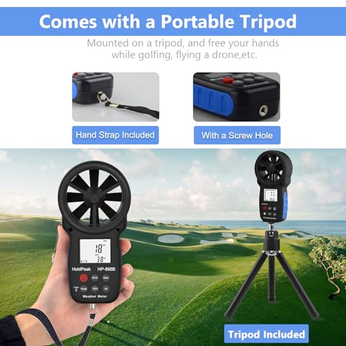 Handheld Anemometer with Tripod - Digital Wind Speed Gauge 866B