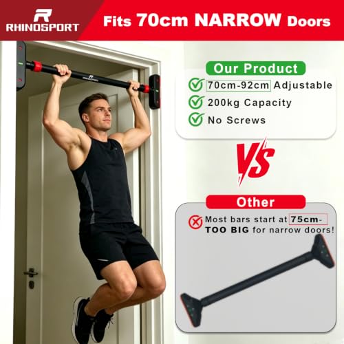 Pull Up Bar for Doorway - Non-Slip Chin Up Bar - Red