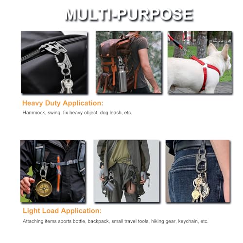 Ahiller Gunmetal Double Lock Carabiner Clip with Tungsten Steel Tip - Outdoor Keychain