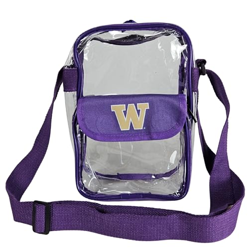 Storm Duds 10” Transparent Pouch Hands-Free Purse - NCAA-Compliant See-Through Bag (Washington Huskies)