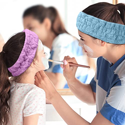 3 Pcs Facial Makeup Headband Set - Red, Blue, Purple